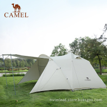 Camel Outdoor One Bedroom One Living Room Glamping Tent Portable Automatic Picnic Rainproof Spacious Space Silver Coated Tent